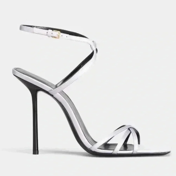 YSL YVES SAINT LAURENT NIB Nuit 105 Crepe Satin Sandals Heels Stilettos 38.5 - Picture 5 of 14